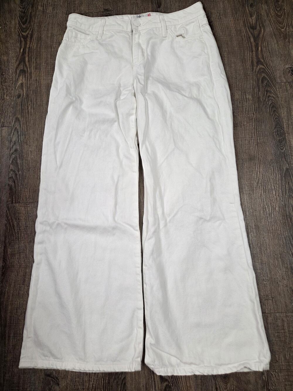 CAbi Ashbury Jean Style 6700R Size 6 White Wide Leg Jeans Denim Pants